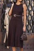 Vestido Midi Castanho com Cinto