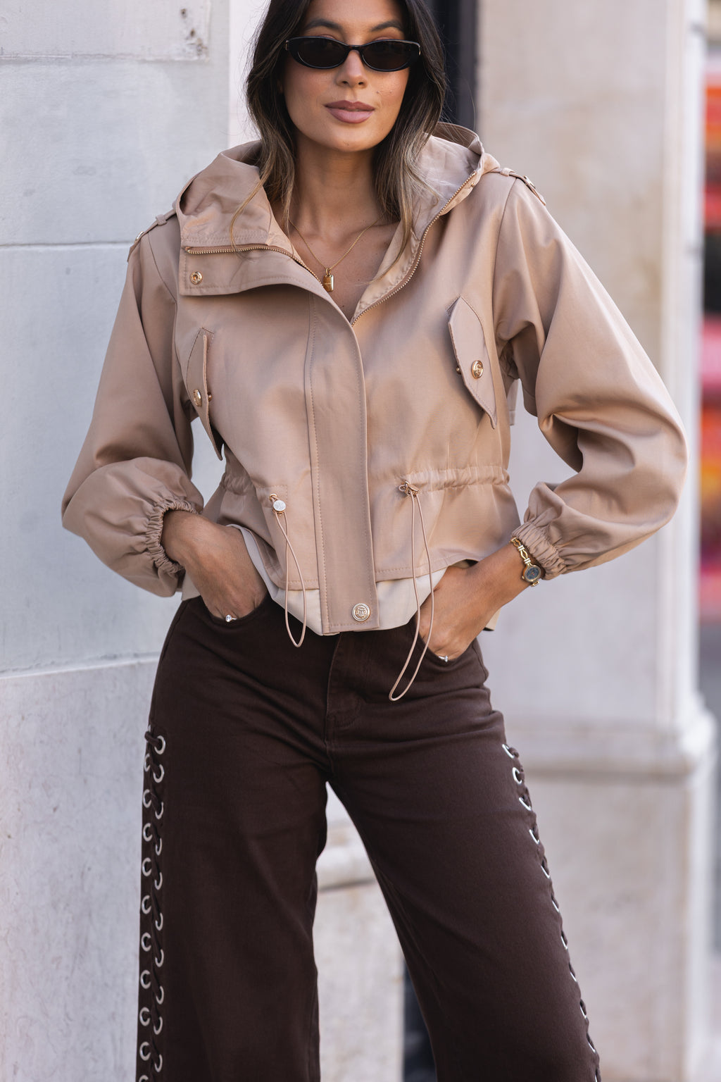 Parka Capri com Capuz Bege