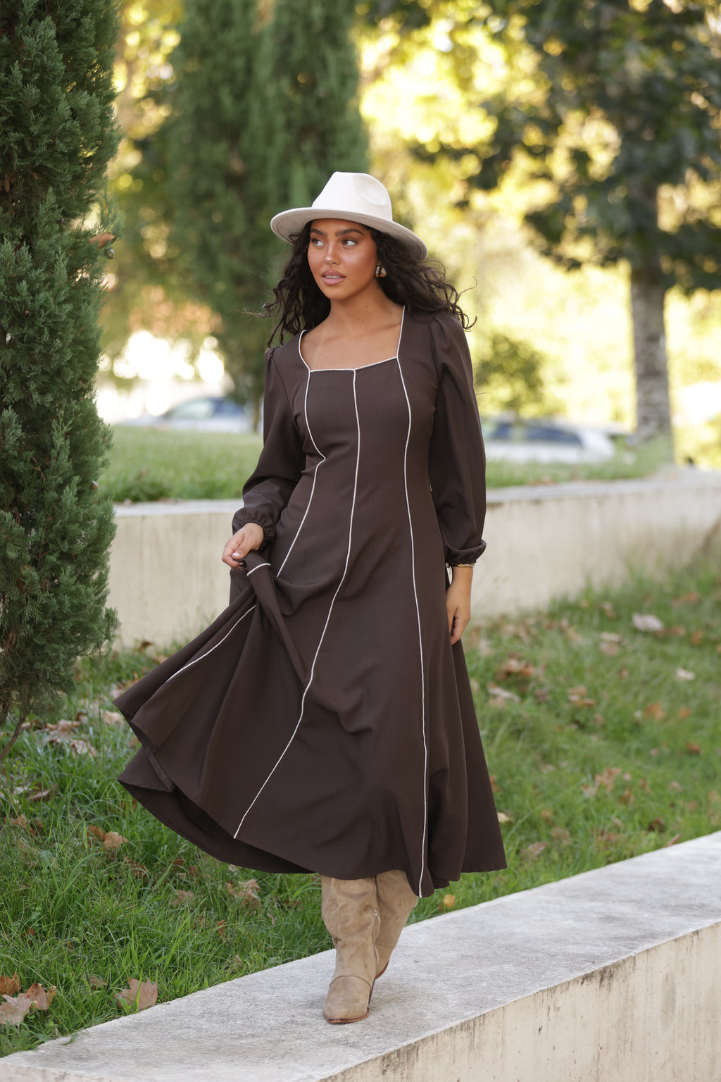 Vestido Arezzo Castanho
