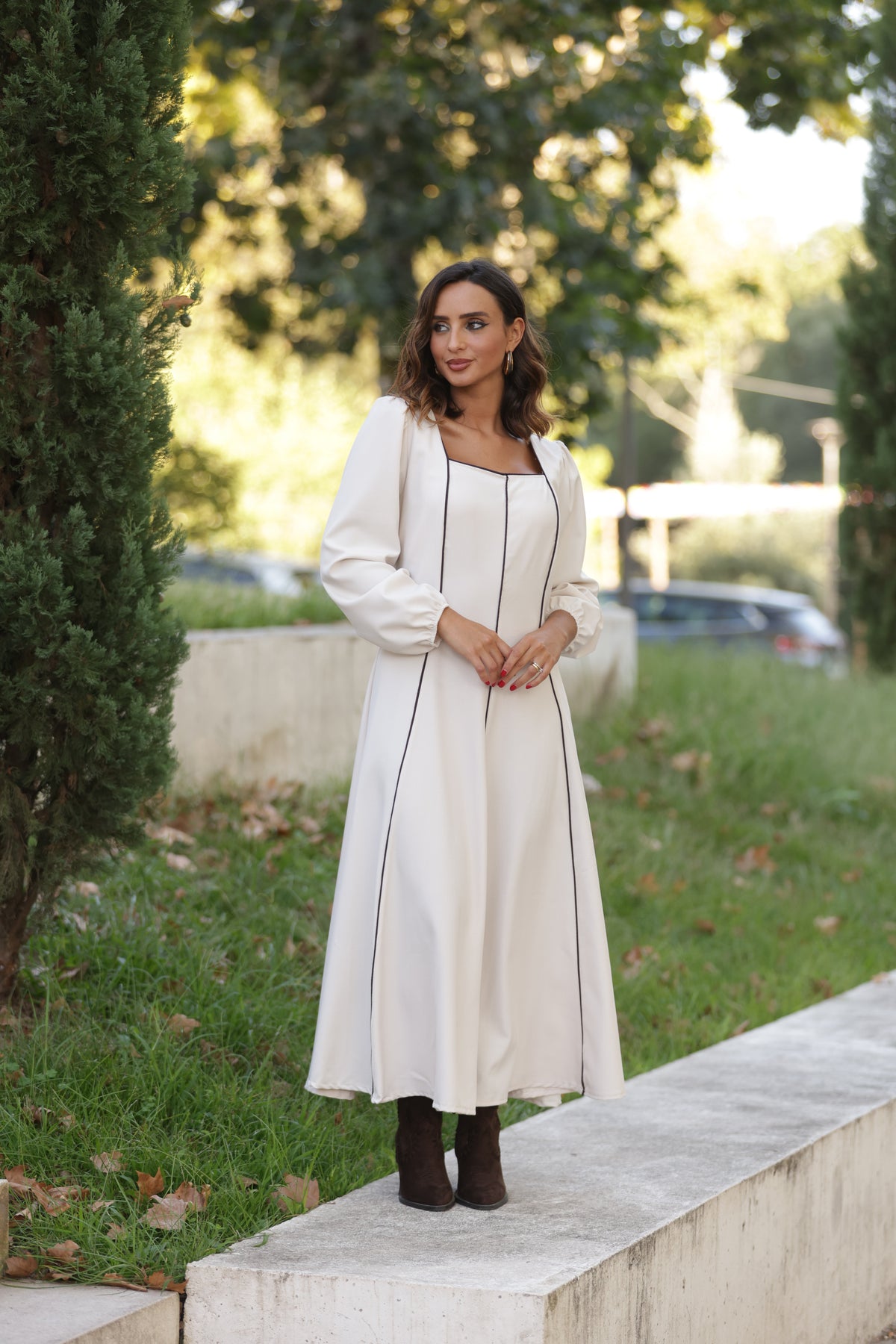 Vestido Arezzo Bege