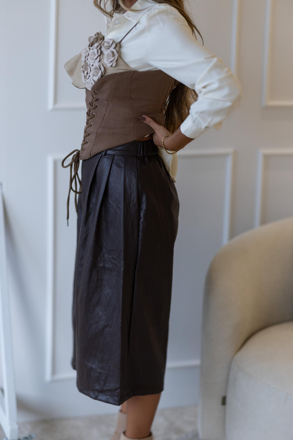 Culotte em Pele Castanho Chocolate – Sofisticação e Conforto