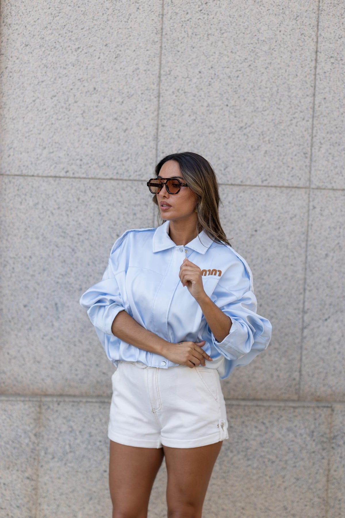 Bomber Acetinado Azul Bebé