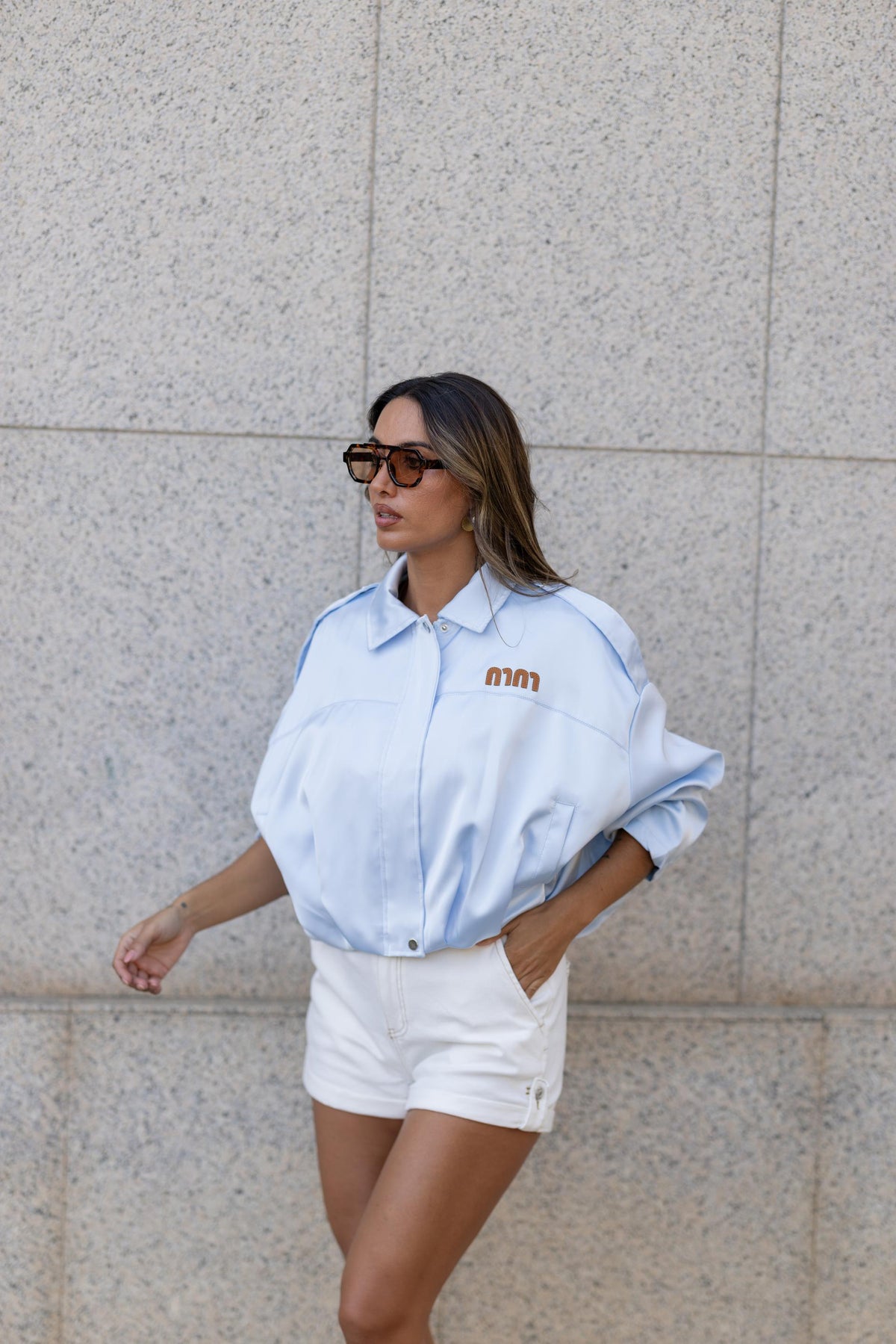 Bomber Acetinado Azul Bebé