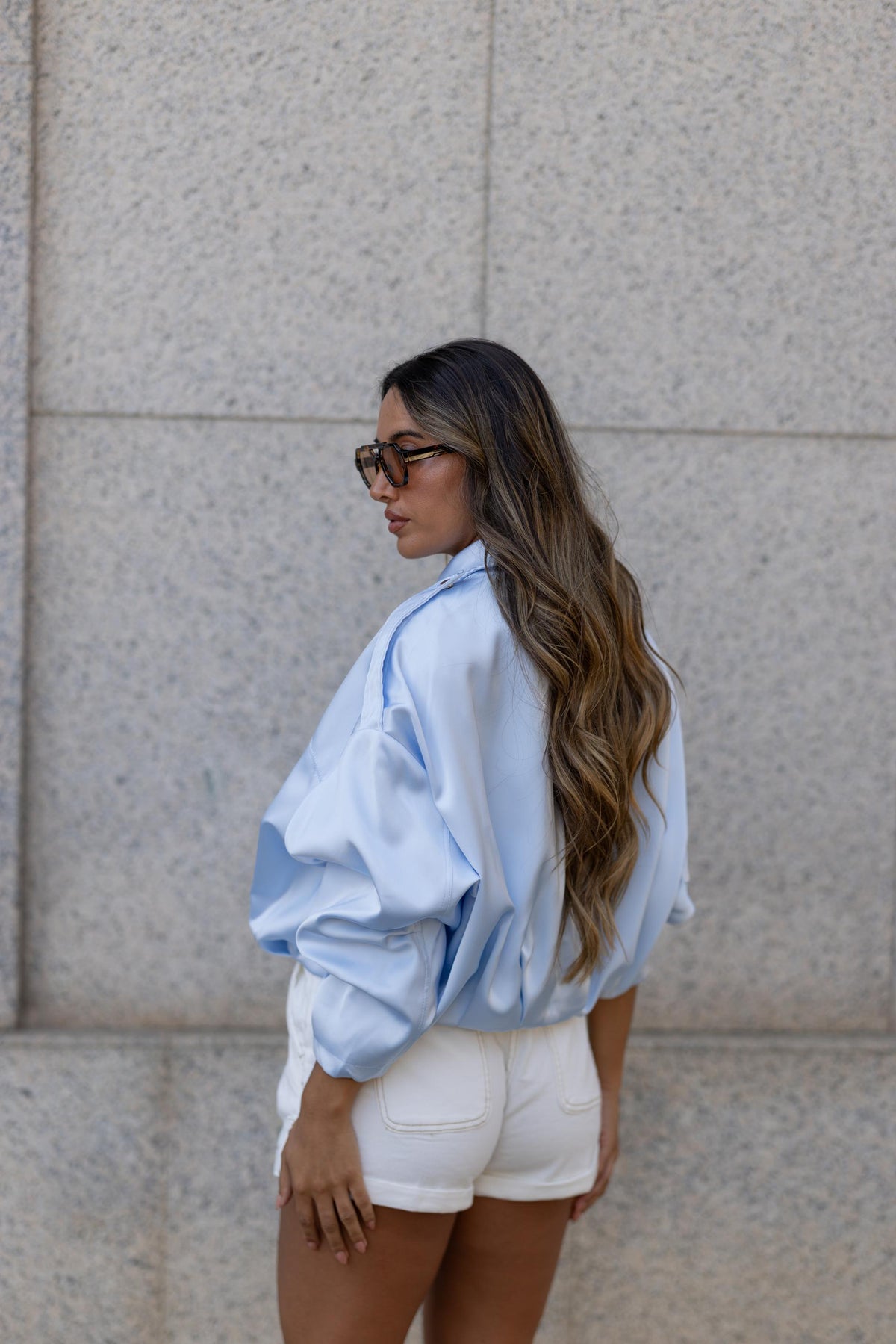 Bomber Acetinado Azul Bebé