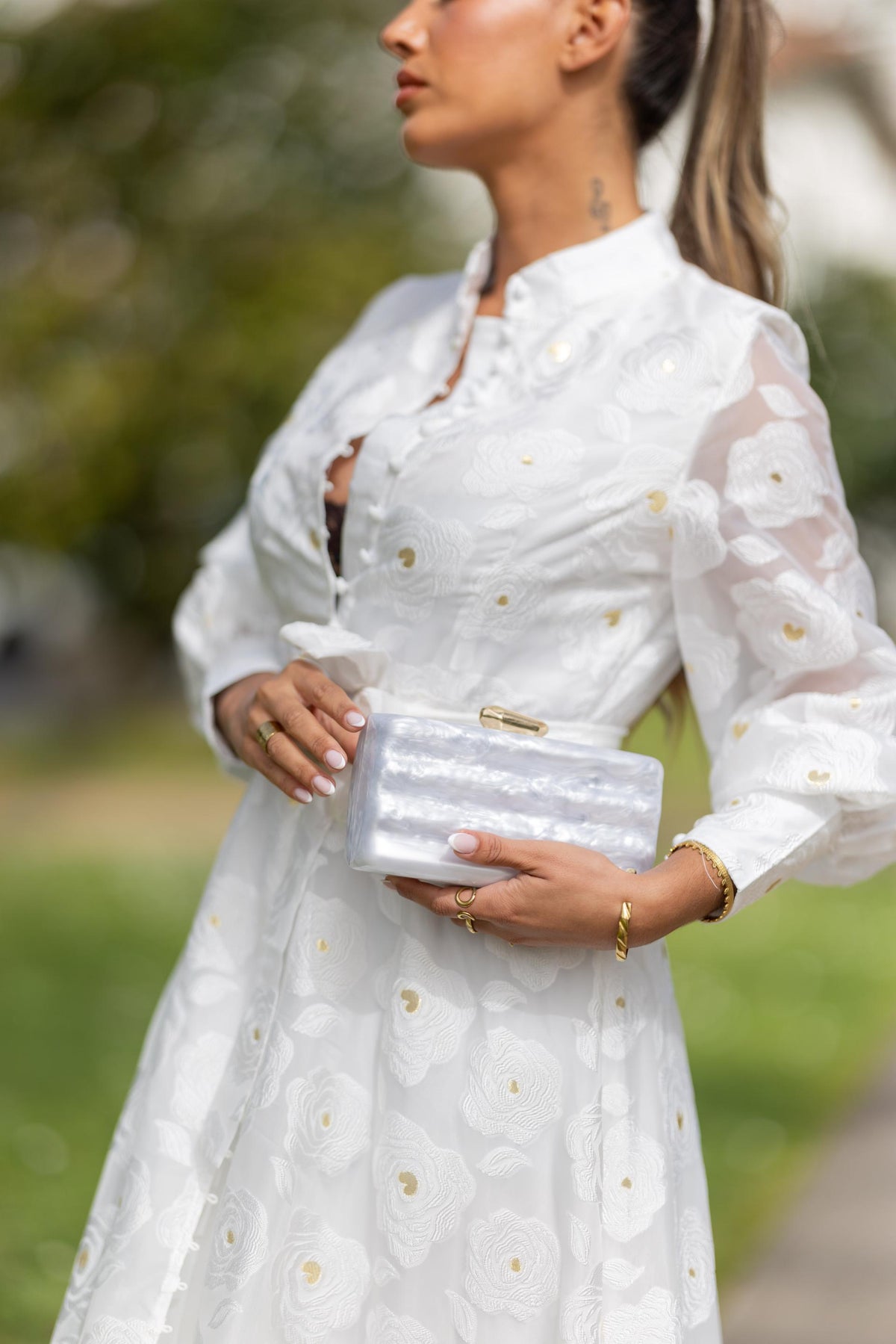 Clutch Aurora Cinza Claro