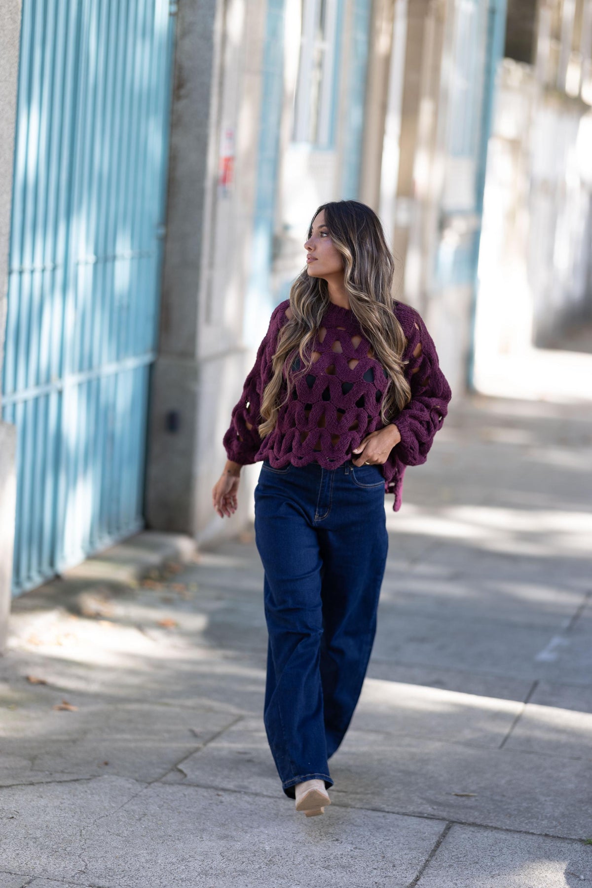 Camisola Oversized em Tricot Aberto - PRETO