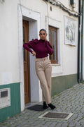 CALÇA PELE WIDE LEG BEGE
