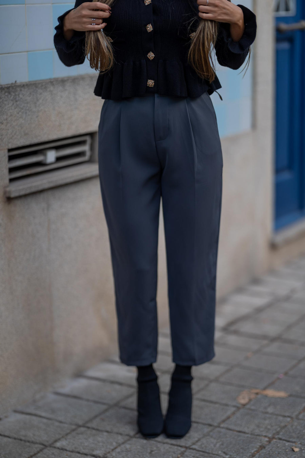 Calça Cintura Subida - CINZA
