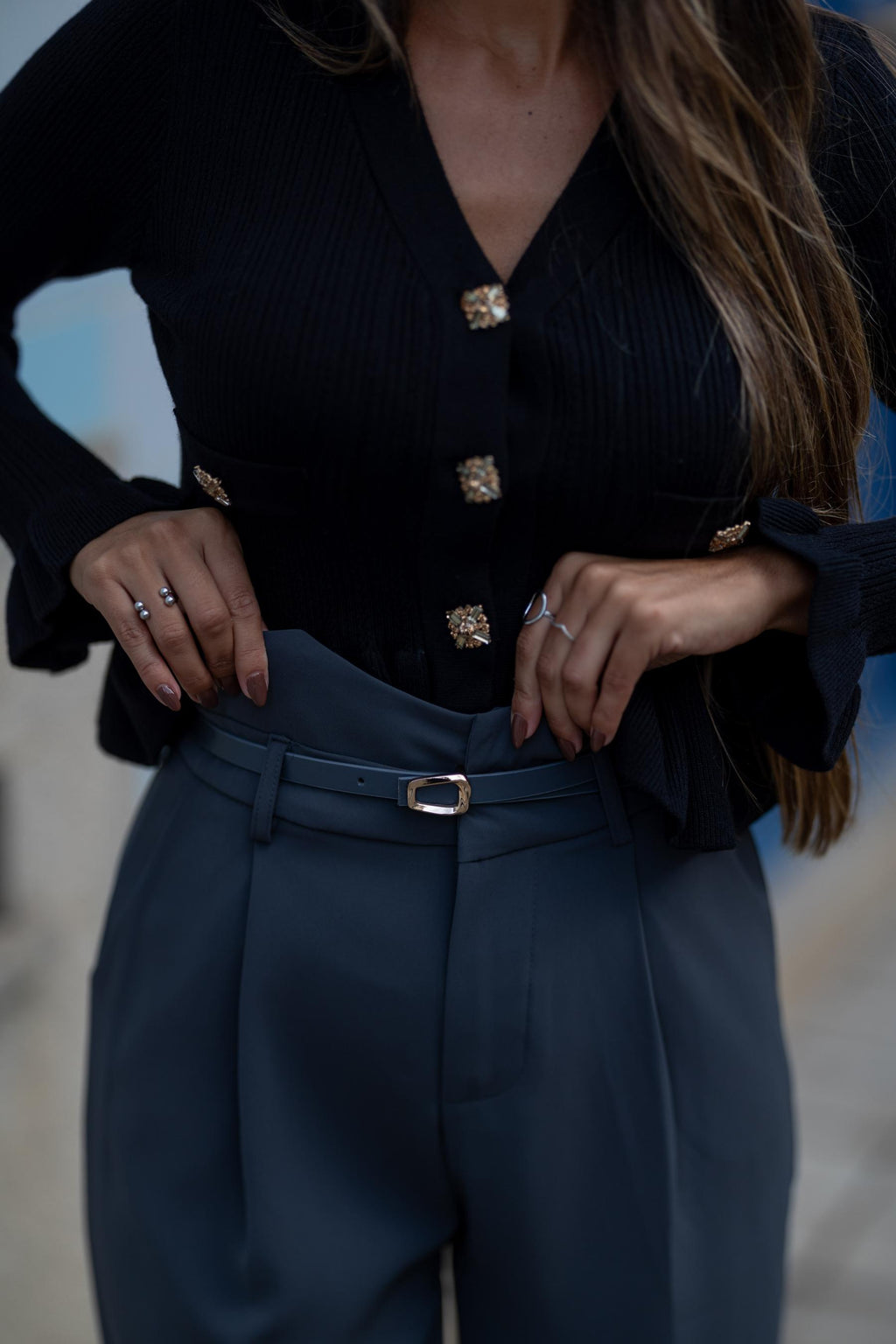 Calça Cintura Subida - CINZA