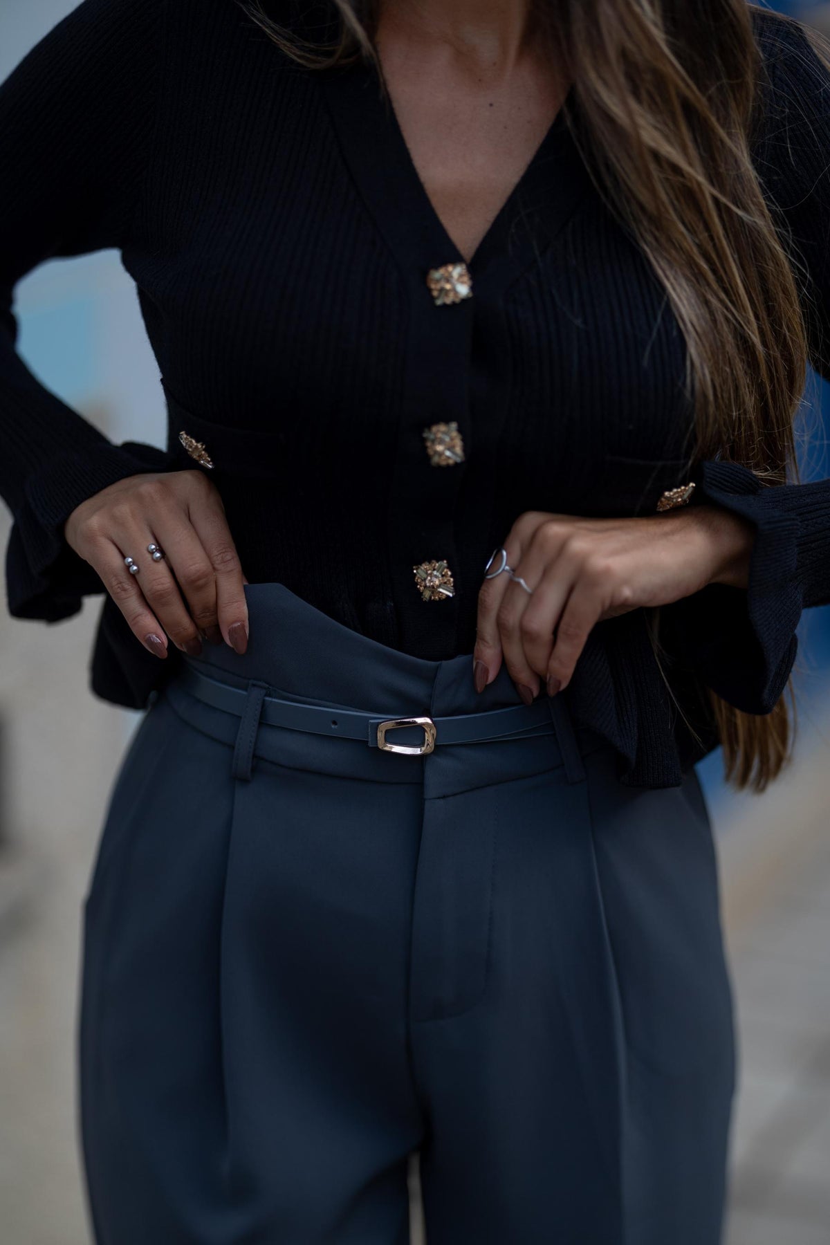Calça Cintura Subida - CINZA