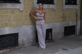 CONJUNTO CALÇA E TOP BEGE