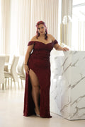 Vestido Veneza Bordeaux Brilho