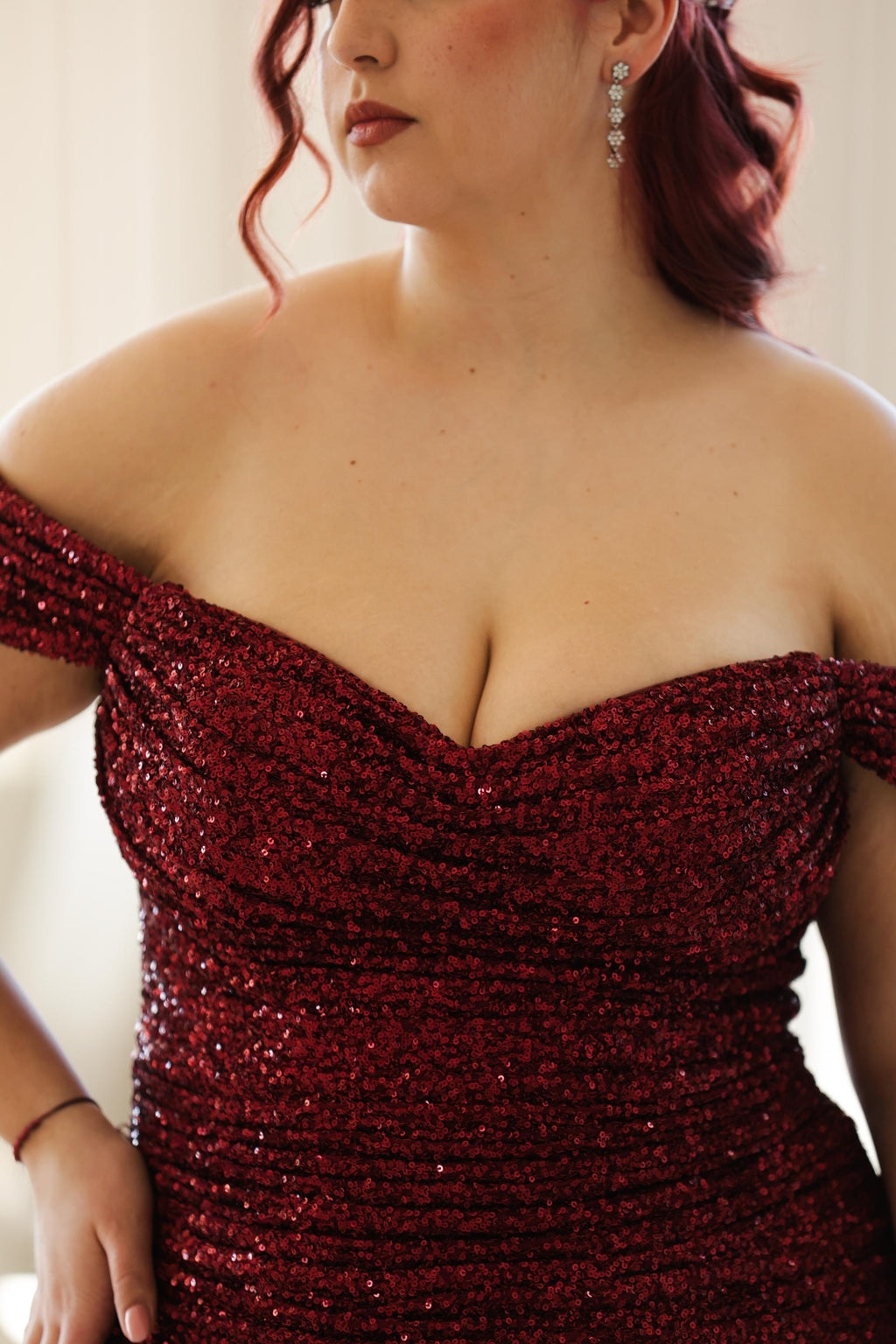 Vestido Veneza Bordeaux Brilho