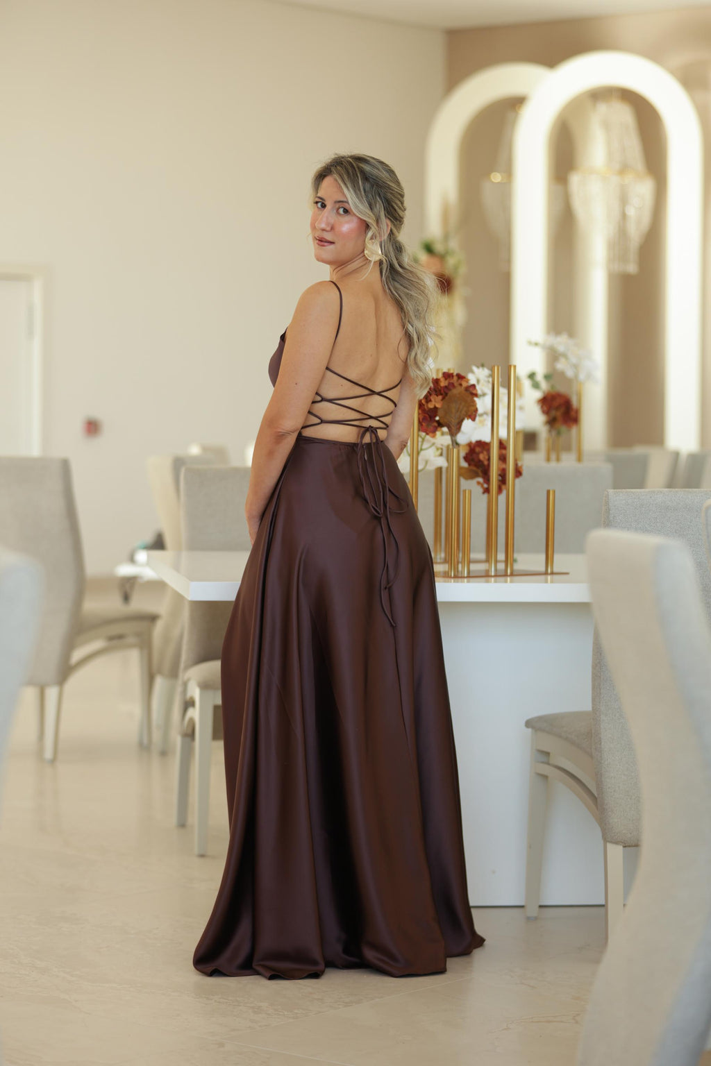 Vestido Valentina Castanho Chocolate