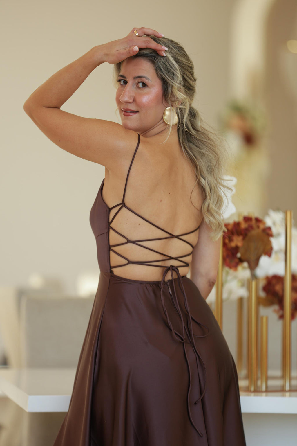 Vestido Valentina Castanho Chocolate
