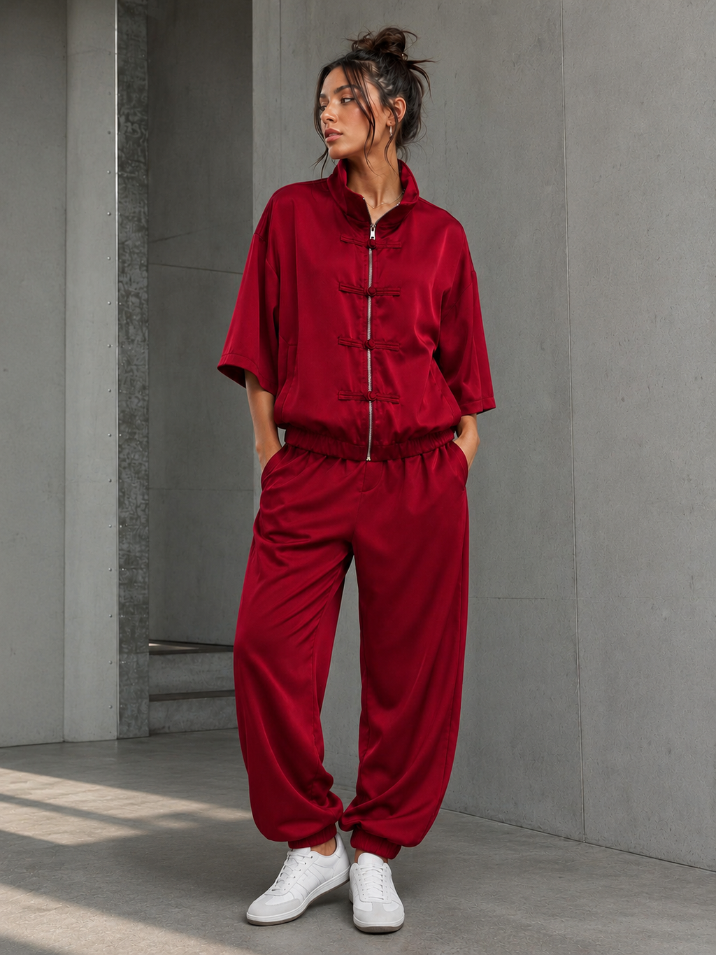 Conjunto Lumina Vermelho Bordô