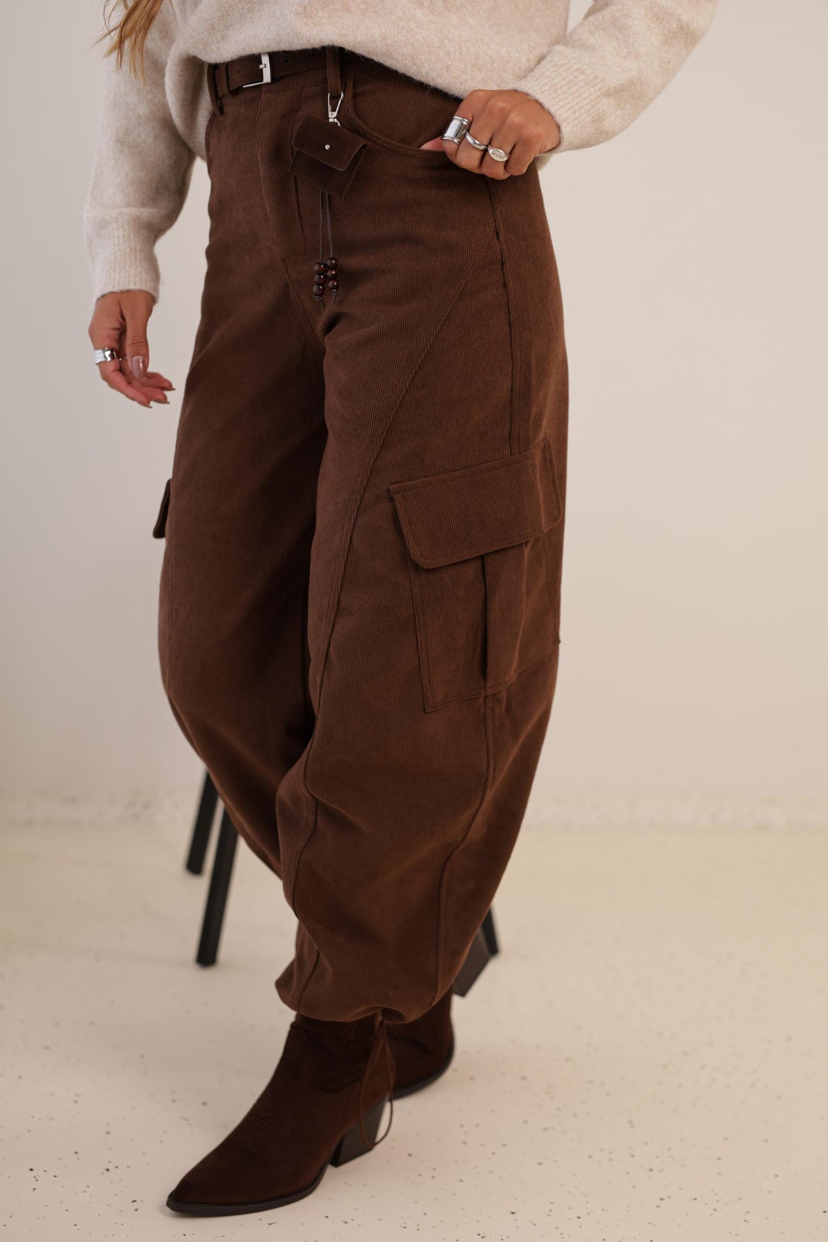 Calça Bombazine c/ Punho - CASTANHA
